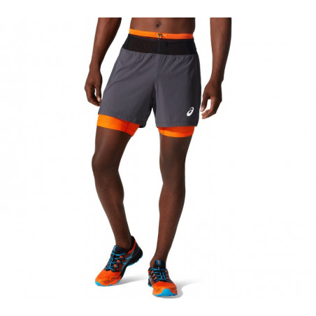 Short Running ASICS Homme FUJITRAIL Gris / Orange PE 2021