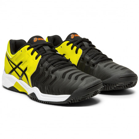 Chaussures ASICS Junior Gel-Resolution 7 Clay Terre Battue GS Noir/Jaune AH 2019
