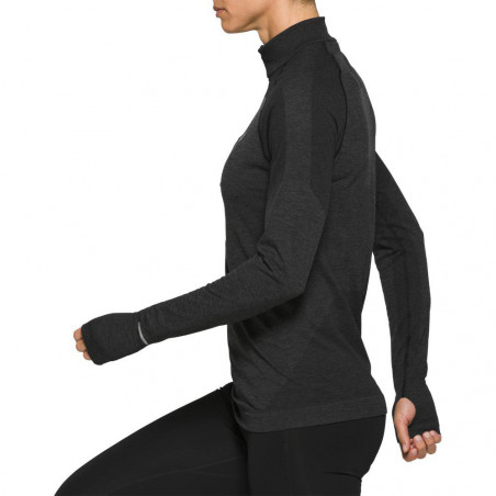 T-Shirt Running Manches Longues ASICS Femme RACE SL 1/2 Zip Perf Noir AH 2020