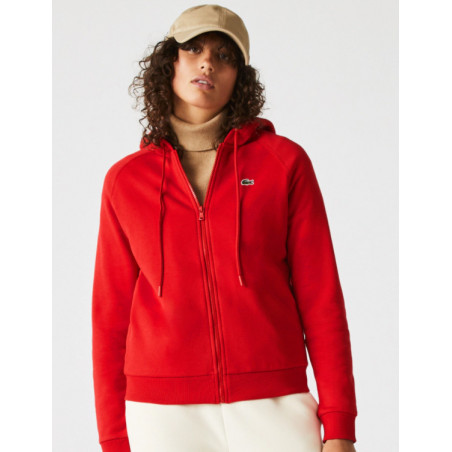 Veste à capuche zipéée LACOSTE Femme MOLLETON Rouge AH 2021