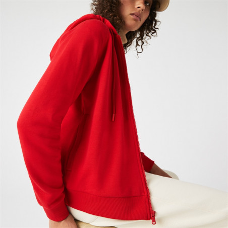 Veste à capuche zipéée LACOSTE Femme MOLLETON Rouge AH 2021