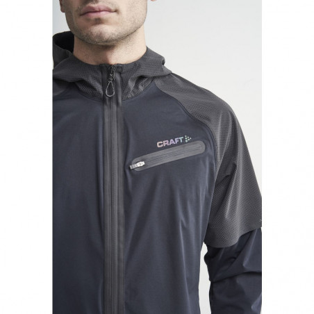 Veste à capuche Running CRAFT Homme Zippée Lumen Hydro Jacket Noir AH 2019