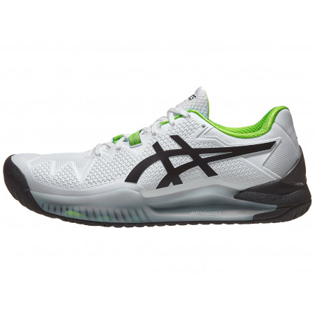Chaussures ASICS Homme GEL-RESOLUTION 8 Blanc / Noir / Vert AH 2020