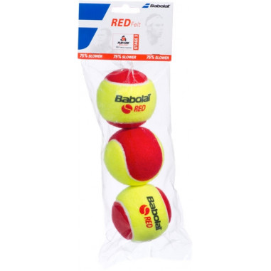 Sachet de 3 balles Mousses Feutrées BABOLAT Red...