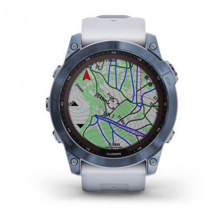 Montre GARMIN FENIX 7X Sapphire Solar Mineral bleu bracelet Blanc 2022