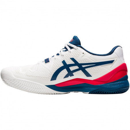 Chaussures ASICS Homme GEL-RESOLUTION 8 Clay Blanc / Bleu PE 2021