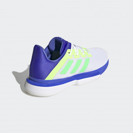 Chaussures ADIDAS Homme SOLEMATCH BOUNCE Blanc / Bleu / Vert fluo AH 2021