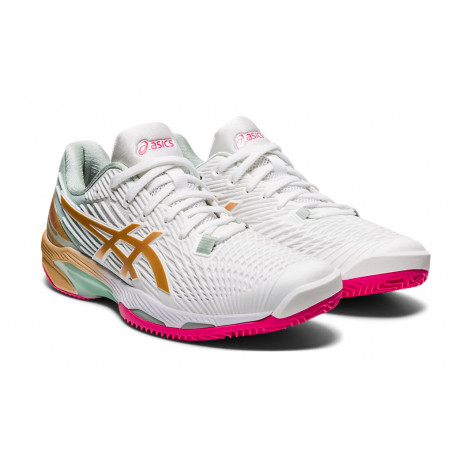 Chaussures ASICS Femme SOLUTION SPEED FF CLAY Terre Battue Blanc / Or PE 2021