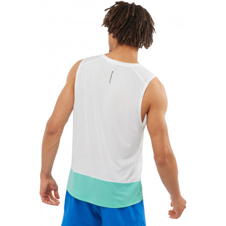 Débardeur Running SALOMON Homme CROSS RUN TANK Blanc / Vert PE 2022