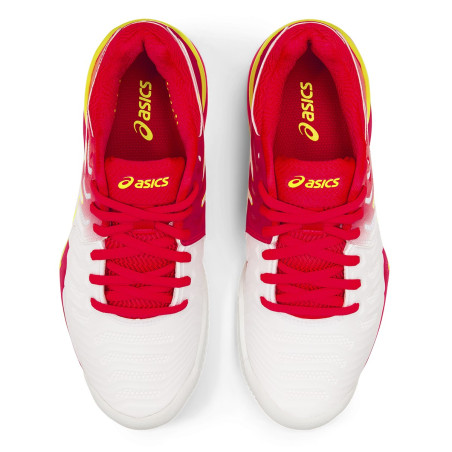 Chaussures ASICS Femme Gel-Resolution 7 Terre Battue Blanc/Rose/Jaune AH 2019