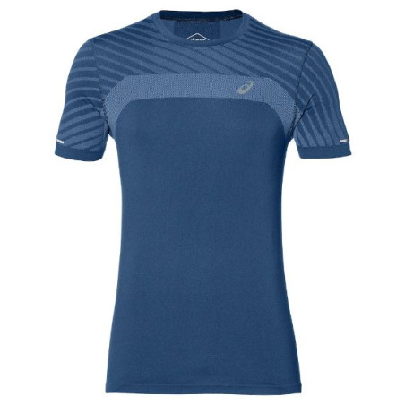 T-Shirt Running ASICS Homme SEAMLESS SS TEXTURE Bleu 2019