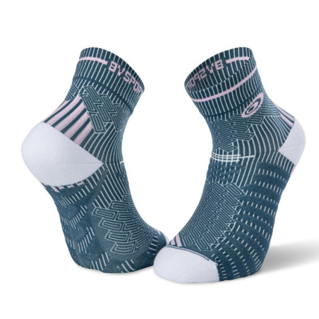 Chaussettes Running BV SPORT Courtes RUN MARATHON Bleue / Rose Pale 2021