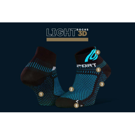 Chaussettes Running BV SPORT Ligth 3D Courte noir / Bleu PE 2020