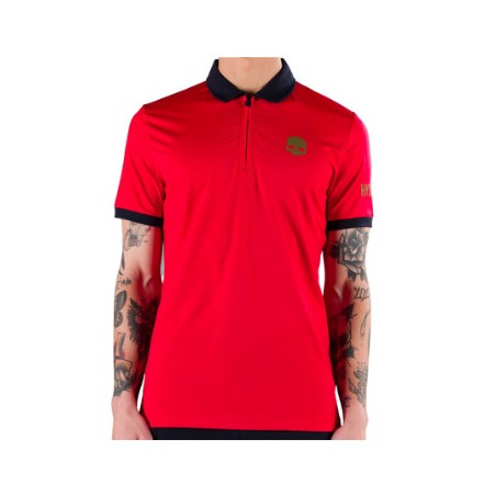 POLO Tennis HYDROGEN Homme HALF ZIP TECH Rouge / Bleu / Or AH 2022