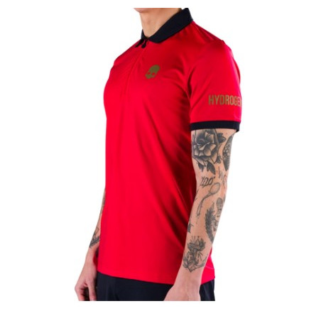 POLO Tennis HYDROGEN Homme HALF ZIP TECH Rouge / Bleu / Or AH 2022