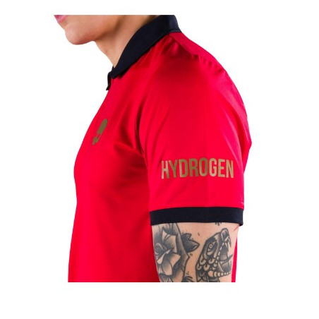 POLO Tennis HYDROGEN Homme HALF ZIP TECH Rouge / Bleu / Or AH 2022