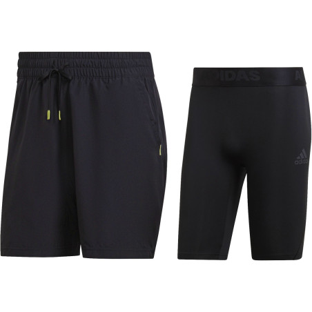 Short ADIDAS Homme PARIS 2N1 Noir / Jaune PE 2022