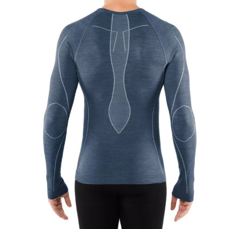 T-Shirt FALKE Homme Manches Longues WOOL TECH Bleu Marine AH 2022