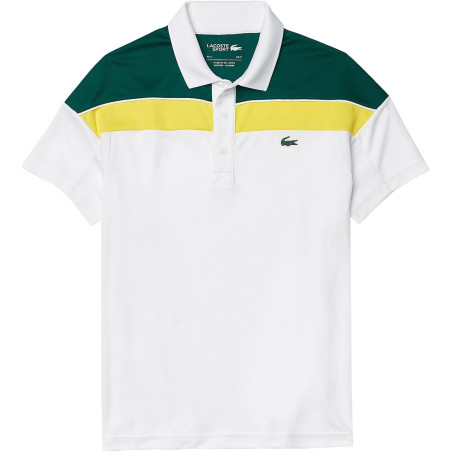 Polo LACOSTE Homme SPORT Regular Blanc / Vert / Jaune AH 2021