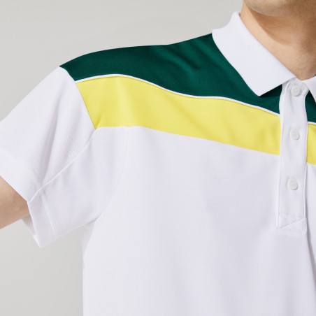 Polo LACOSTE Homme SPORT Regular Blanc / Vert / Jaune AH 2021