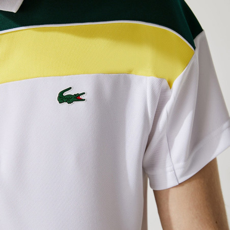 Polo LACOSTE Homme SPORT Regular Blanc / Vert / Jaune AH 2021
