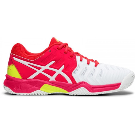 Chaussures Fille ASICS Terre Battue Gel-Resolution 7 Blanc / Rose