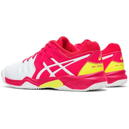 Chaussures Fille ASICS Terre Battue Gel-Resolution 7 Blanc / Rose