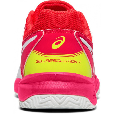 Chaussures Fille ASICS Terre Battue Gel-Resolution 7 Blanc / Rose
