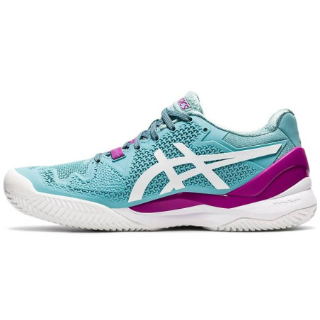 Chaussures ASICS Femme GEL-RESOLUTION 8 CLAY Bleu / Blanc / Violet PE 2021