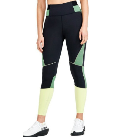 Collant Running CRAFT Femme PRO CHARGE BLOCKED TIGHTS Noir / Vert PE 2022