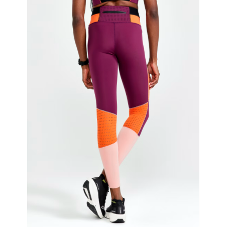 Collant Running CRAFT Femme PRO CHARGE BLOCKED Violet / Orange PE 2022