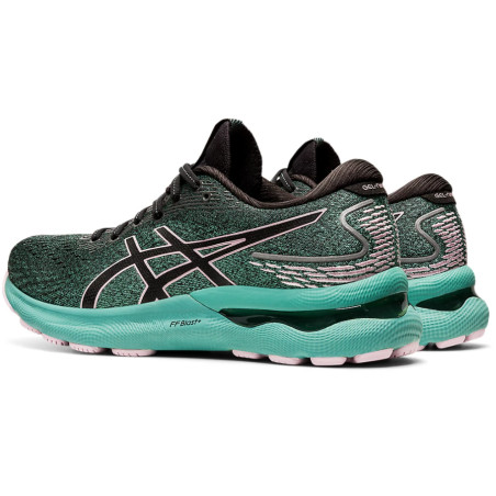 Chaussures Running ASICS Femme GEL-NIMBUS 24 Vert d'Eau / Noir / Rose PE 2022