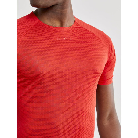 T-Shirt Running CRAFT Homme Pro Dry Nanoweight SS Tee Rouge PE 2020