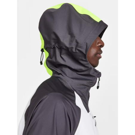 Veste à capuche Running CRAFT Homme PRO HYDRO LUMEN Blanc / Gris / jaune AH 2022