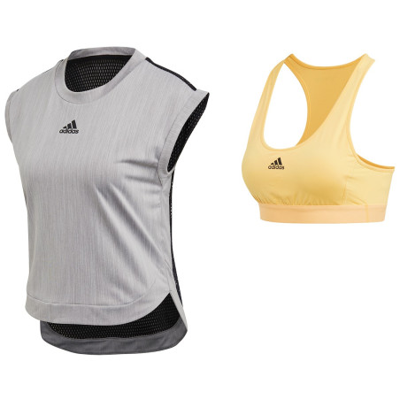 T-Shirt ADIDAS Femme NEW YORK Gris / Noir / Orange AH 2019