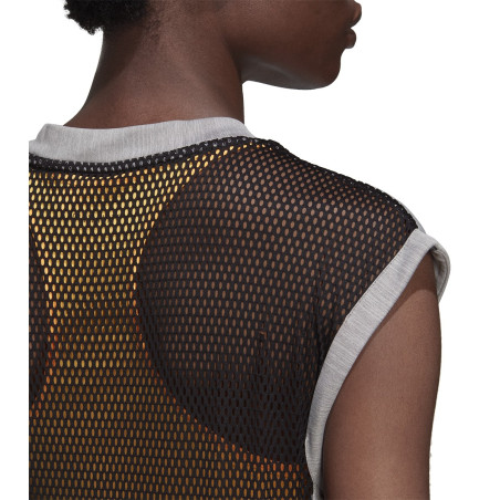 T-Shirt ADIDAS Femme NEW YORK Gris / Noir / Orange AH 2019