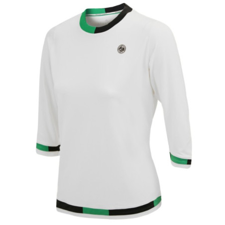 T-Shirt Manches 3/4 ADIDAS Femme Roland Garros Blanc / Vert PE 2047