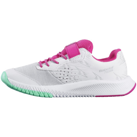 Chaussures BABOLAT Fille PULSION All Court Junior Blanc / Rose / Vert PE 2021