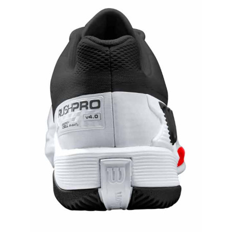Chaussures WILSON Homme RUSH PRO 4.0 Toutes Surfaces Blanc/Noir/Rouge PE 2022