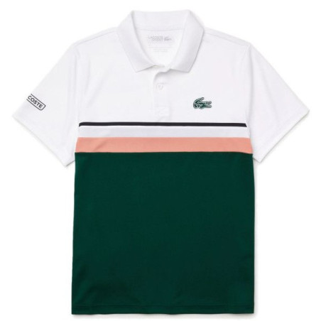 Polo LACOSTE Homme SPORT Blanc / Saumon / Vert AH 2021