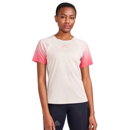 T-Shirt Running Femme CRAFT POR TRAIL SS TEE Ecru / Rose PE 2023 