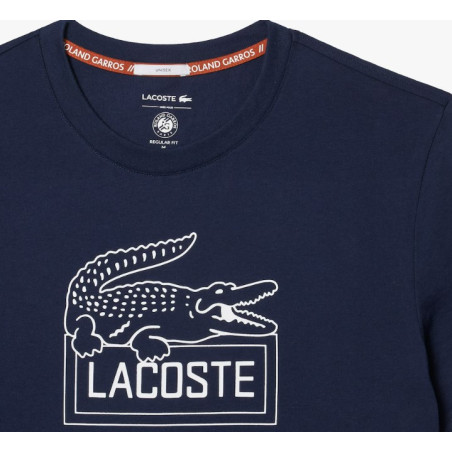 T-Shirt LACOSTE Homme SPORT ROLAND GARROS Marine / Blanc PE 2024