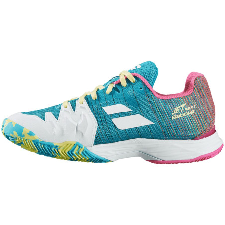 Chaussures BABOLAT Femme Jet Mach 2 Terre Battue Turquoise / Rose PE 2020