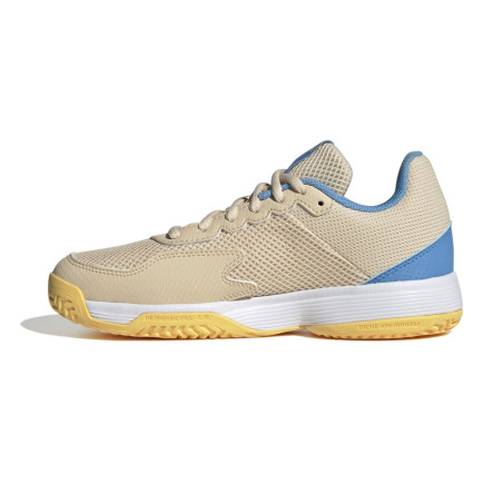 Chaussures ADIDAS Junior COURTFLASH Beige / Bleu / Jaune PE 2024