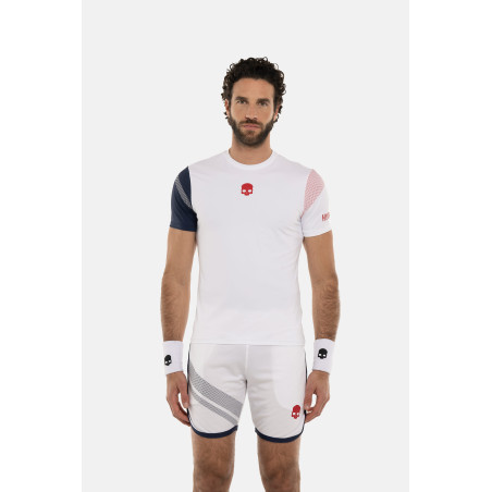 T-Shirt HYDROGEN Homme SPORT STRIPES TECH  Blanc / Bleu / Rouge 2024