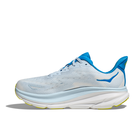 Chaussures Running HOKA Homme CLIFTON 9 Blanc / Bleu / Jaune AH 2023