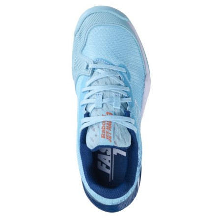 Chaussures BABOLAT Garçon JET MACH 3 All Court Bleu / Corail PE 2023