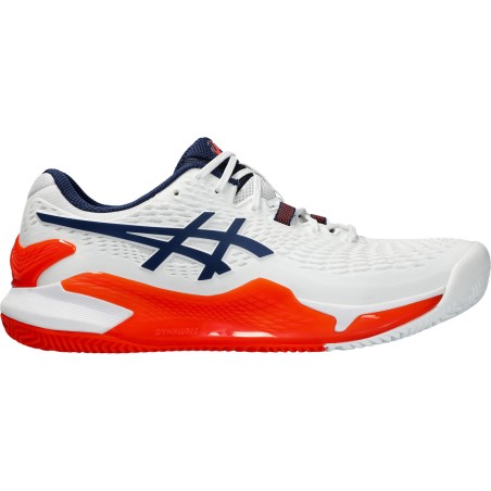 Chaussures ASICS Homme GEL-RESOLUTION 9 Terre Battue Blanc / Orange PE 2024