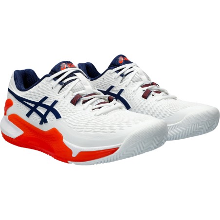 Chaussures ASICS Homme GEL-RESOLUTION 9 Terre Battue Blanc / Orange PE 2024