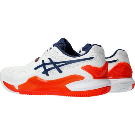 Chaussures ASICS Homme GEL-RESOLUTION 9 Terre Battue Blanc / Orange PE 2024